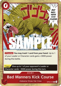 (016) One Piece TCG OP04: Kingdoms of Intrigue Single: Bad Manners Kick Course (OP04-016) Rare