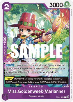 (065) One Piece TCG OP04: Kingdoms of Intrigue Single: Miss.Goldenweek(Marianne) (OP04-065) Common
