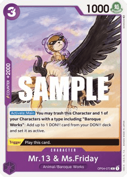 (073) One Piece TCG OP04: Kingdoms of Intrigue Single: Mr.13 & Ms.Friday (OP04-073) Common