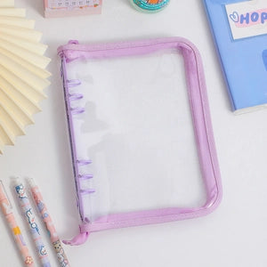 Glitter Shell Clear A5 Binder with Zipper: Purple