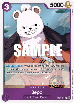 (071) One Piece TCG OP05: Awakening of the New Era Single: Bepo (OP05-071) Rare
