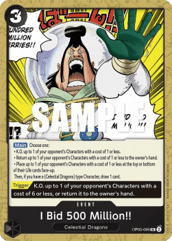 (096) One Piece TCG OP05: Awakening of the New Era Single: I Bid 500 Million!! (OP05-096) Uncommon