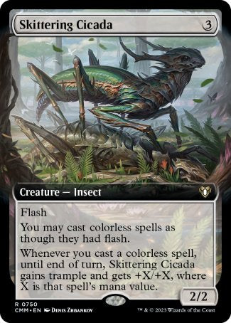(750) Magic The Gathering Commander Masters: Extras Single: Skittering Cicada (V.2) Holo Rare