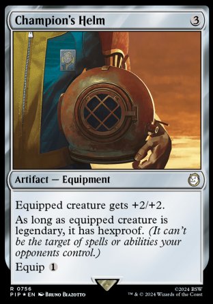 (756) Magic The Gathering Universes Beyond: Fallout: Extras Single: Champion's Helm (V.2) Holo Rare