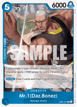 (027) One Piece TCG EB01: Memorial Collection Single: Mr.1(Daz.Bonez) (EB01-027) (V.1) Rare