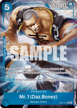 (027) One Piece TCG EB01: Memorial Collection Single: Mr.1(Daz.Bonez) (EB01-027) (V.2) Alternate Art