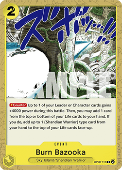 (116) One Piece TCG OP08: Two Legends Single: Burn Bazooka (OP08-116) Common