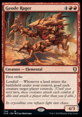 (794) Magic The Gathering Commander Legends: Battle for Baldur's Gate: Extras Single: Geode Rager Rare