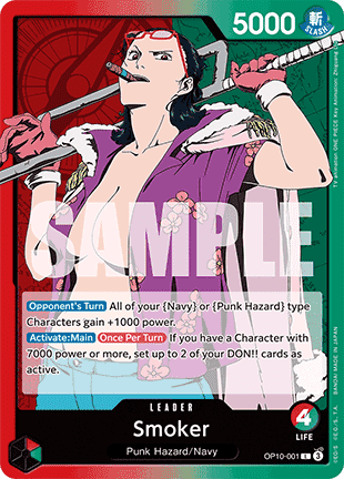 (001) One Piece TCG OP10: Royal Blood Single: Smoker (OP10-001) (V.1) Leader
