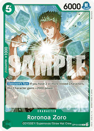 (038) One Piece TCG OP10: Royal Blood Single: Roronoa Zoro (OP10-038) Common