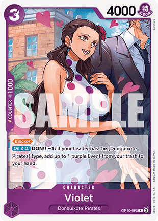 (062) One Piece TCG OP10: Royal Blood Single: Violet (OP10-062) Rare