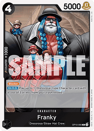 (090) One Piece TCG OP10: Royal Blood Single: Franky (OP10-090) (V.1) Rare