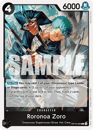 (095) One Piece TCG OP10: Royal Blood Single: Roronoa Zoro (OP10-095) Rare