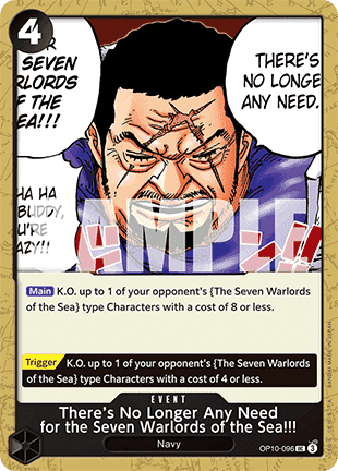 (096) One Piece TCG OP10: Royal Blood Single: There's No Longer Any Need for the Seven Warlords of the Sea!!! (OP10-096) Uncommon