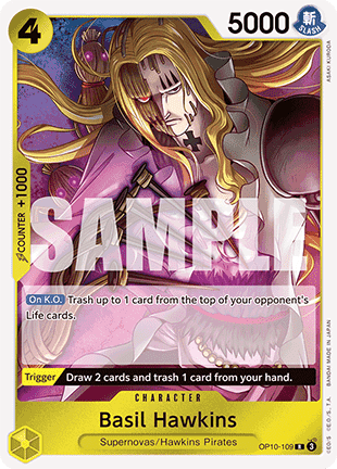 (109) One Piece TCG OP10: Royal Blood Single: Basil Hawkins (OP10-109) Rare