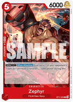 (006) One Piece TCG OP11: A Fist of Divine Speed Single: Zephyr (OP11-006) Common