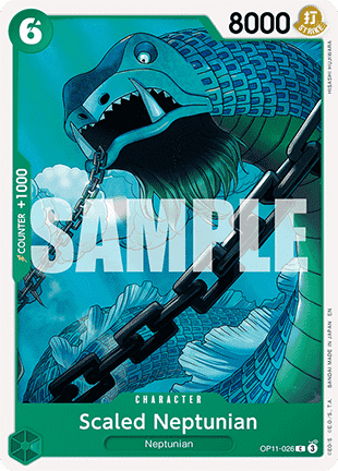 (026) One Piece TCG OP11: A Fist of Divine Speed Single: Scaled Neptunian (OP11-026) Common