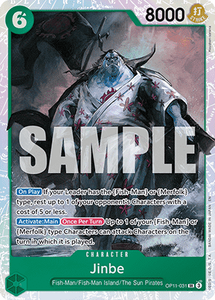 (031) One Piece TCG OP11: A Fist of Divine Speed Single: Jinbe (OP11-031) (V.1) Super Rare