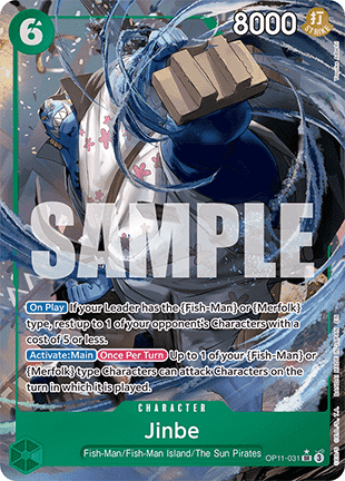 (031) One Piece TCG OP11: A Fist of Divine Speed Single: Jinbe (OP11-031) (V.2) Alternate Art