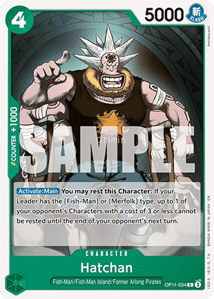 (034) One Piece TCG OP11: A Fist of Divine Speed Single: Hatchan (OP11-034) Common