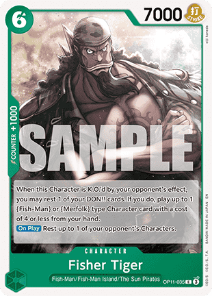 (035) One Piece TCG OP11: A Fist of Divine Speed Single: Fisher Tiger (OP11-035) Common