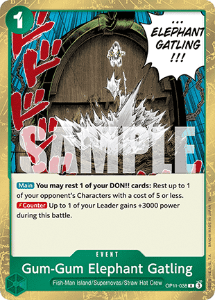 (038) One Piece TCG OP11: A Fist of Divine Speed Single: Gum-Gum Elephant Gatling (OP11-038) Rare