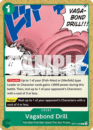 (039) One Piece TCG OP11: A Fist of Divine Speed Single: Vagabond Drill (OP11-039) Common