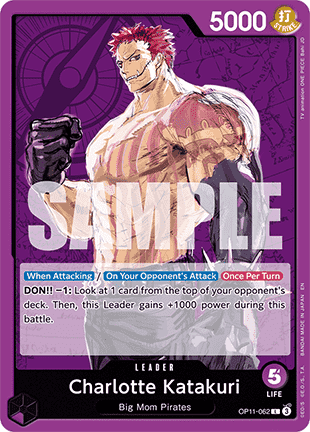 (062) One Piece TCG OP11: A Fist of Divine Speed Single: Charlotte Katakuri (OP11-062) (V.1) Leader