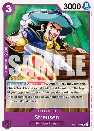 (074) One Piece TCG OP11: A Fist of Divine Speed Single: Streusen (OP11-074) Common