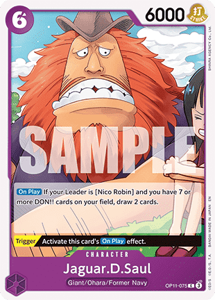 (075) One Piece TCG OP11: A Fist of Divine Speed Single: Jaguar.D.Saul (OP11-075) Common