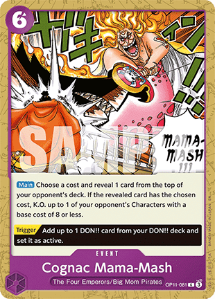 (081) One Piece TCG OP11: A Fist of Divine Speed Single: Cognac Mama-Mash (OP11-081) Common