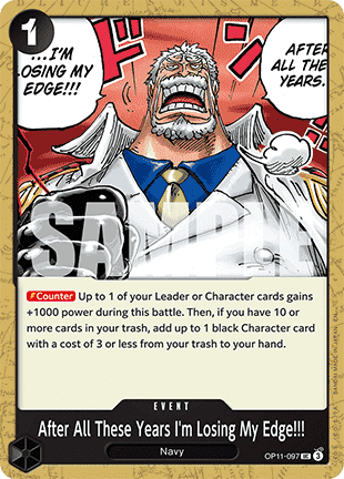 (097) One Piece TCG OP11: A Fist of Divine Speed Single: After All These Years I'm Losing My Edge!!! (OP11-097) Uncommon