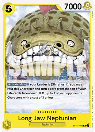(103) One Piece TCG OP11: A Fist of Divine Speed Single: Long-Jaw Neptunian (OP11-103) Common
