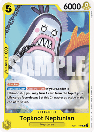 (107) One Piece TCG OP11: A Fist of Divine Speed Single: Topknot Neptunian (OP11-107) Common
