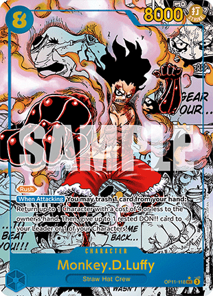 (118) One Piece TCG OP11: A Fist of Divine Speed Single: Monkey.D.Luffy (OP11-118) (V.3) Manga Rare