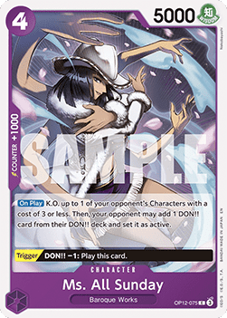 (075) One Piece TCG OP12: Legacy of the Master Single: Ms. All Sunday (OP12-075) Common