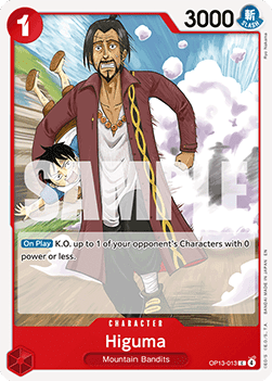 (013) One Piece TCG OP13: Carrying on his Will Single: Higuma (OP13-013) Common