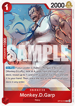 (016) One Piece TCG OP13: Carrying on his Will Single: Monkey.D.Garp (OP13-016) (V.1) Rare