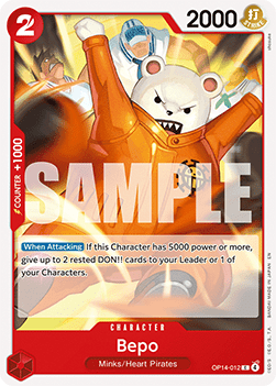 (012) One Piece TCG The Azure Sea's Seven Single: Bepo (OP14-012) Common
