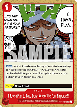 (019) One Piece TCG The Azure Sea's Seven Single: I Have a Plan to Take Down One of the Four Emperors!! (OP14-019) Uncommon