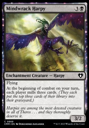 (869) Magic The Gathering Commander Masters: Extras Single: Mindwrack Harpy Common