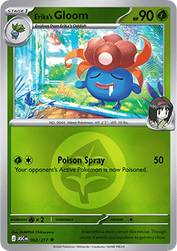(002/217) Pokemon TCG Ascended Heroes: Additionals Single: Erika's Gloom Uncommon (Energy Symbol Reverse Holo)