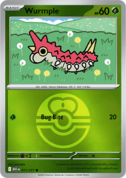 (011/217) Pokemon TCG Ascended Heroes: Additionals Single: Wurmple Common (Ball Reverse Holo)