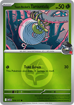 (018/217) Pokemon TCG Ascended Heroes: Additionals Single: Team Rocket's Tarountula Common (Energy Symbol Reverse Holo)