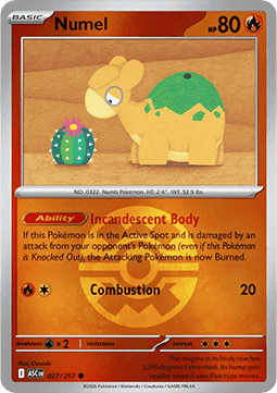 (027/217) Pokemon TCG Ascended Heroes: Additionals Single: Numel Common (Ball Reverse Holo)