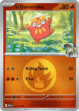 (032/217) Pokemon TCG Ascended Heroes: Additionals Single: N's Darumaka Common (Energy Symbol Reverse Holo)