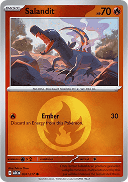 (034/217) Pokemon TCG Ascended Heroes: Additionals Single: Salandit Common (Energy Symbol Reverse Holo)