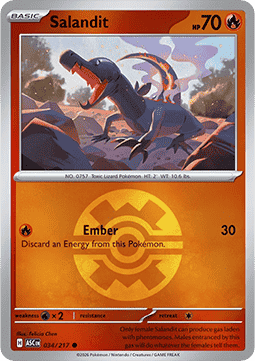 (034/217) Pokemon TCG Ascended Heroes: Additionals Single: Salandit Common (Ball Reverse Holo)