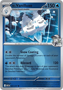 (051/217) Pokemon TCG Ascended Heroes: Additionals Single: N's Vanilluxe Uncommon (Energy Symbol Reverse Holo)