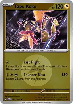 (067/217) Pokemon TCG Ascended Heroes: Additionals Single: Tapu Koko Rare (Energy Symbol Reverse Holo)